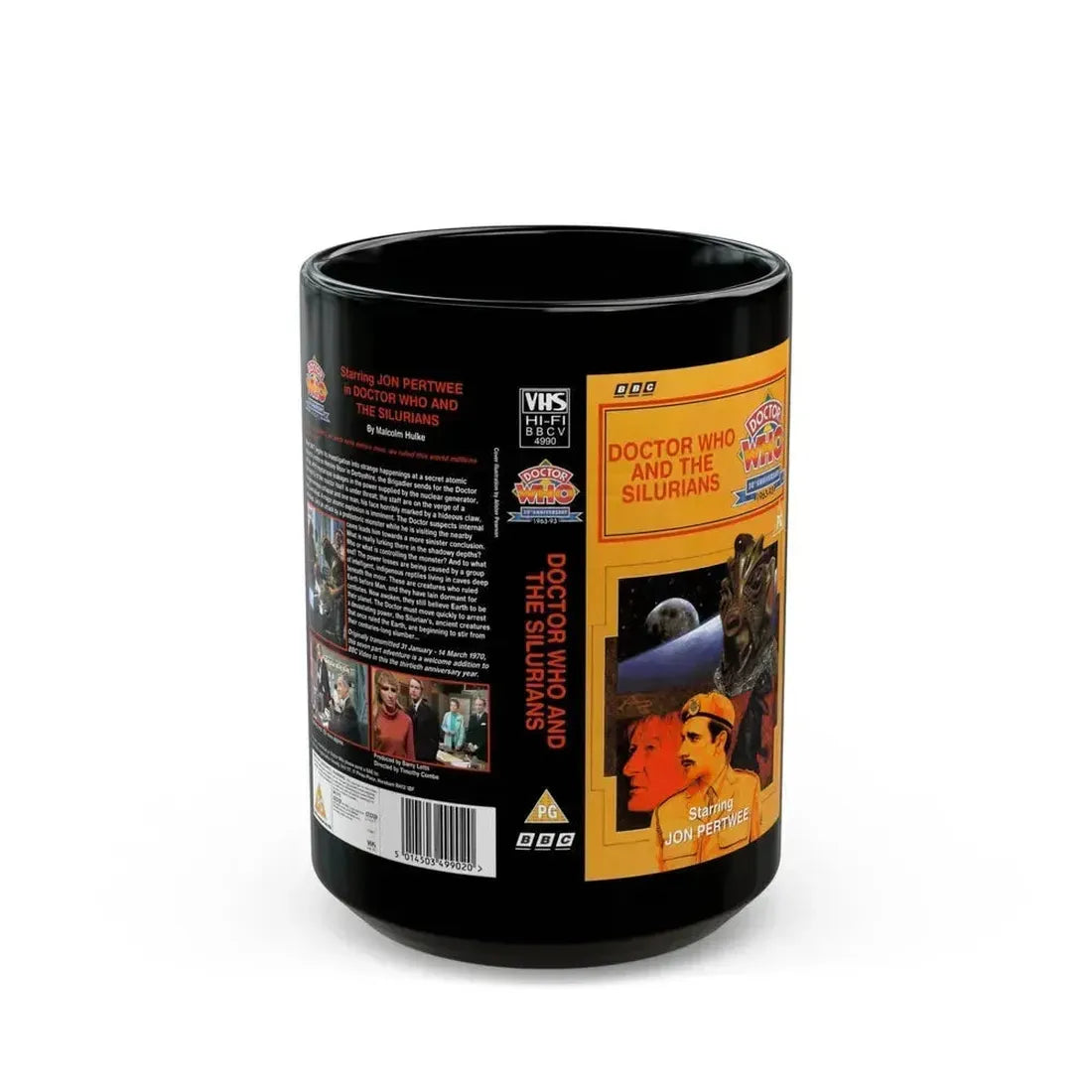 DOCTOR WHO AND THE SILURIANS (VHS COVER) - Black Coffee Mug 15oz - Go Mug Yourself