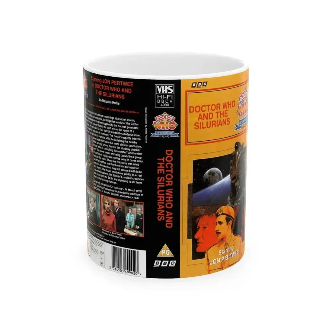 DOCTOR WHO AND THE SILURIANS (VHS COVER) - White Coffee Mug 11oz - Go Mug Yourself