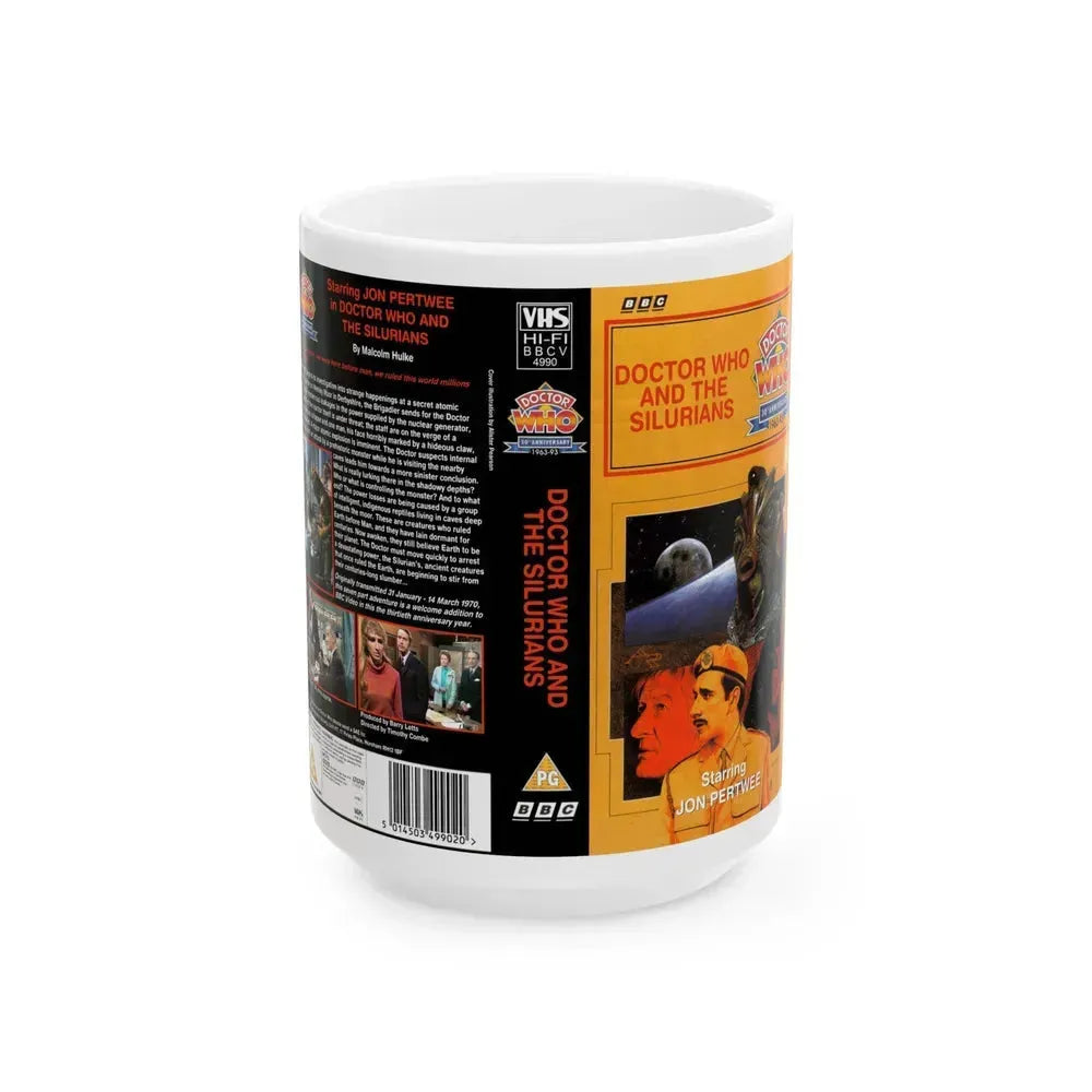 DOCTOR WHO AND THE SILURIANS (VHS COVER) - White Coffee Mug 15oz - Go Mug Yourself