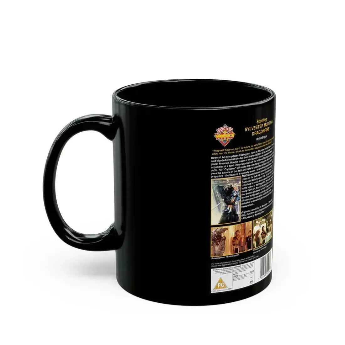 DOCTOR WHO DRAGONFIRE (VHS COVER) - Black Coffee Mug - Go Mug Yourself