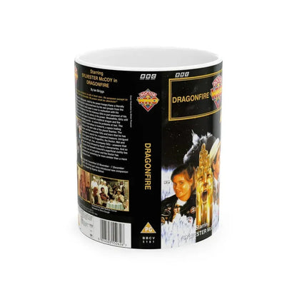 DOCTOR WHO DRAGONFIRE (VHS COVER) - White Coffee Mug 11oz - Go Mug Yourself