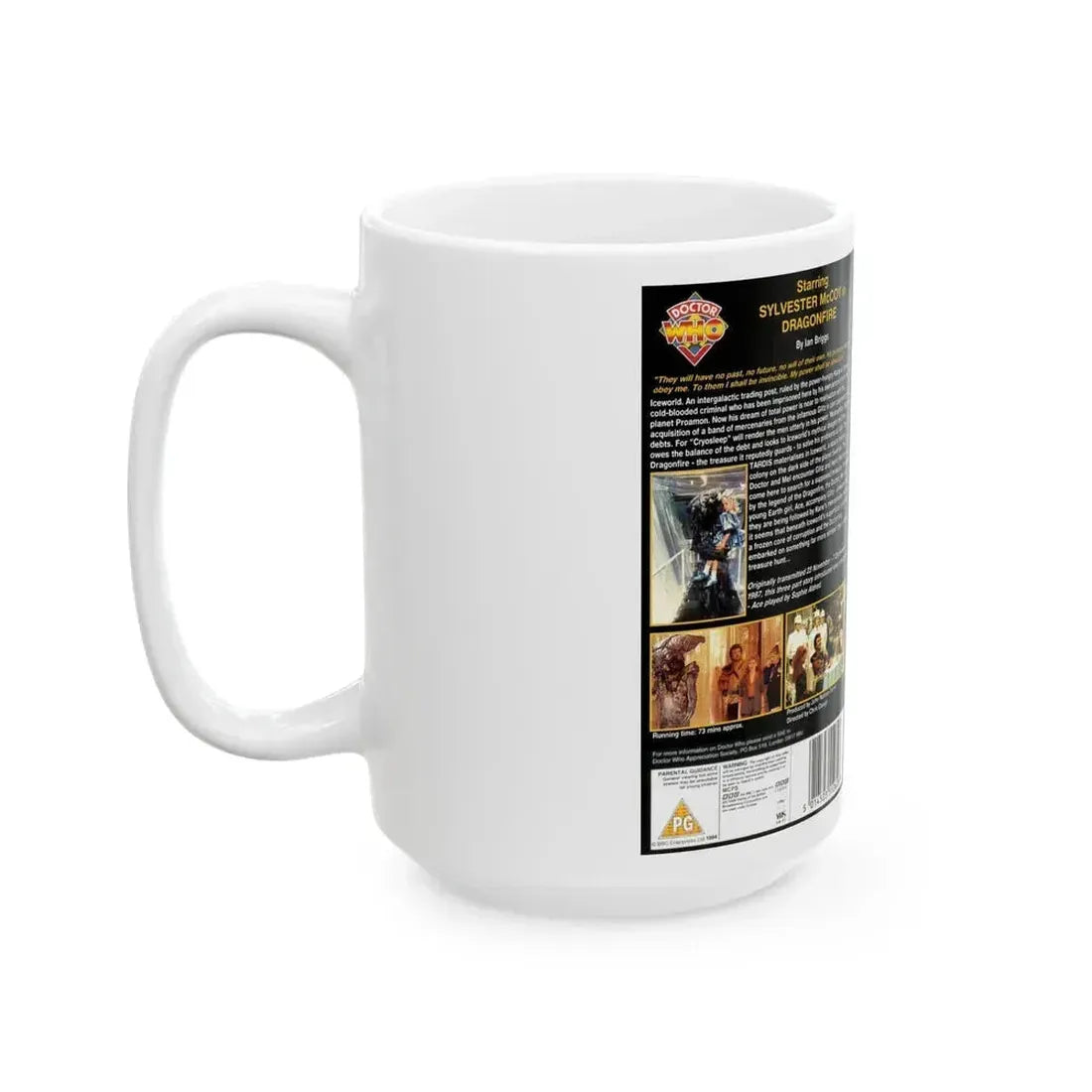 DOCTOR WHO DRAGONFIRE (VHS COVER) - White Coffee Mug - Go Mug Yourself