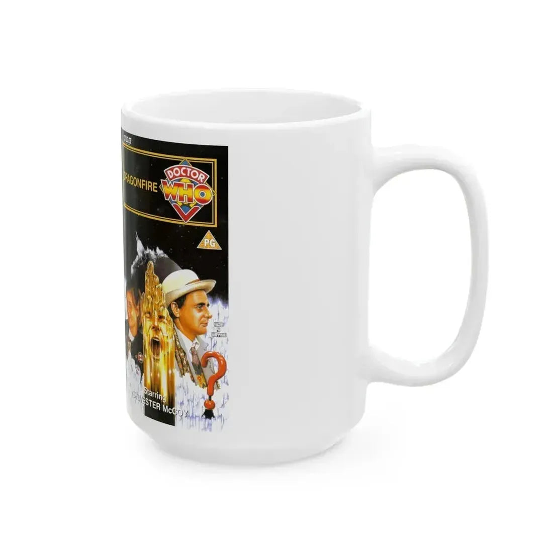 DOCTOR WHO DRAGONFIRE (VHS COVER) - White Coffee Mug - Go Mug Yourself