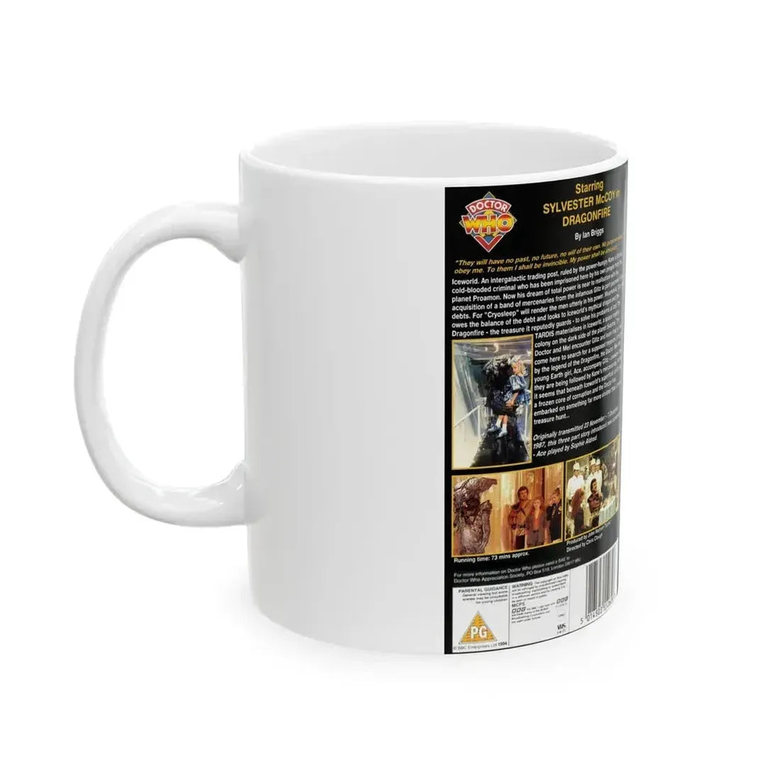 DOCTOR WHO DRAGONFIRE (VHS COVER) - White Coffee Mug - Go Mug Yourself