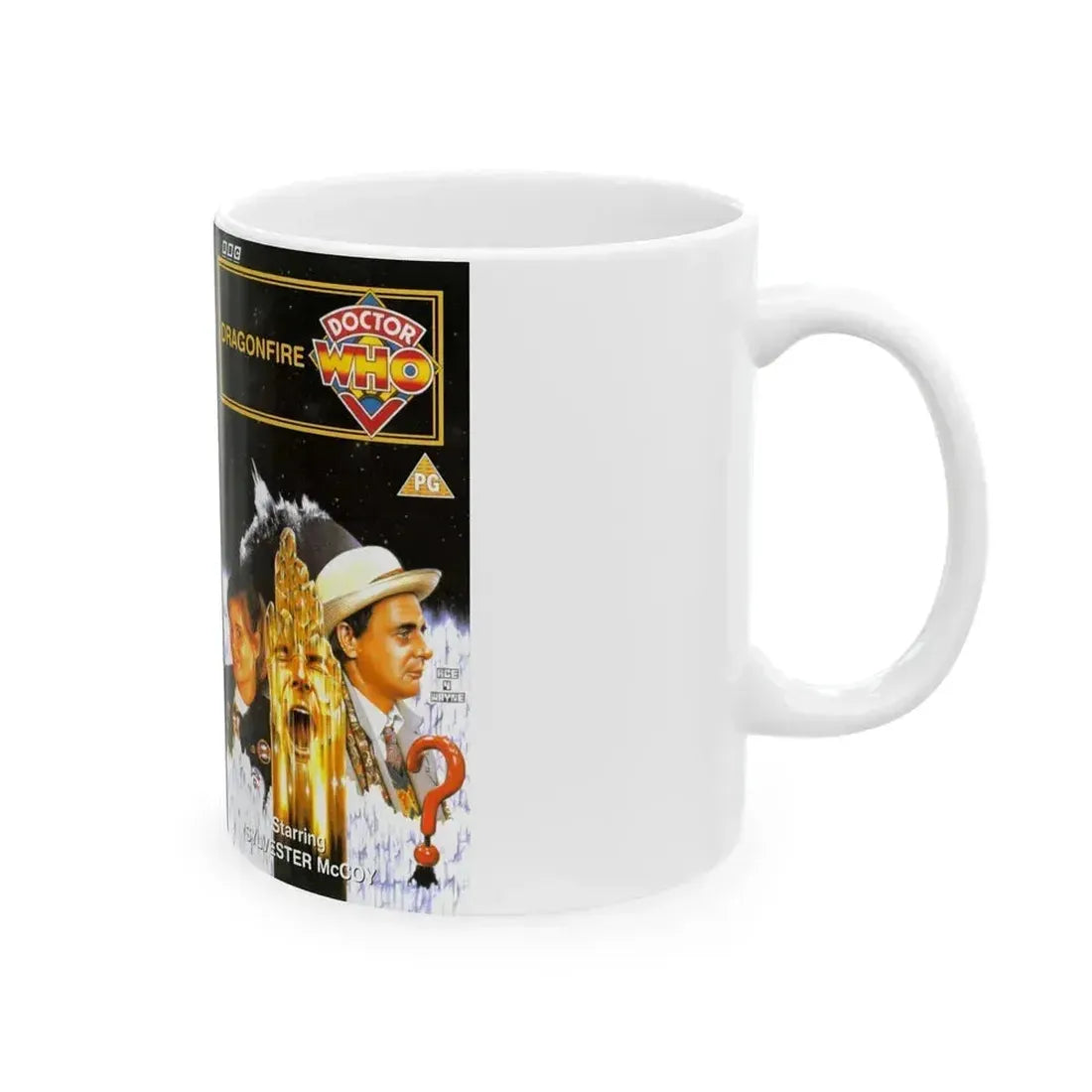 DOCTOR WHO DRAGONFIRE (VHS COVER) - White Coffee Mug - Go Mug Yourself