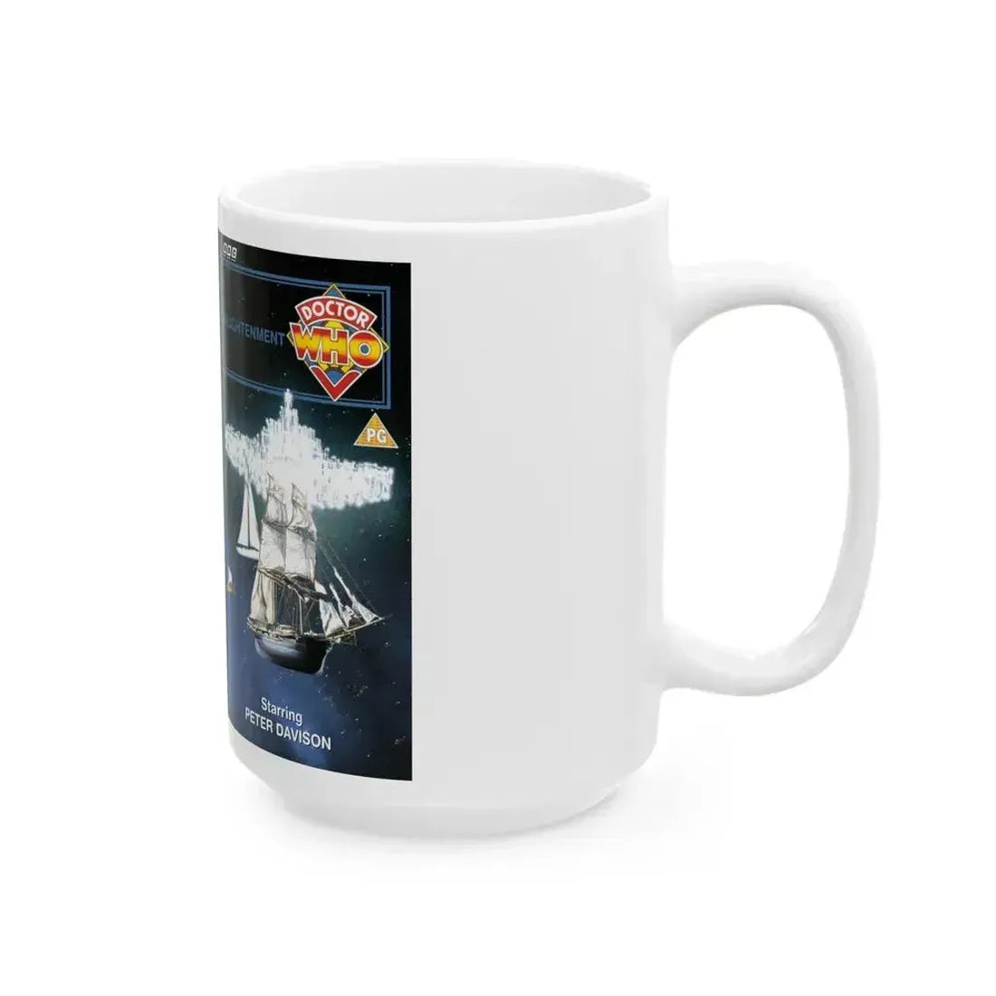 DOCTOR WHO ENLIGHTENMENT (VHS COVER) - White Coffee Mug - Go Mug Yourself