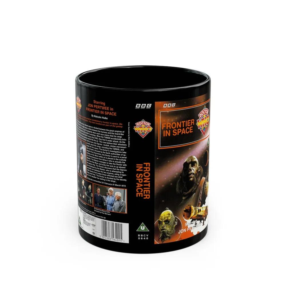 DOCTOR WHO FRONTIER IN SPACE JON PERTWEE (VHS COVER) - Black Coffee Mug-11oz-Go Mug Yourself