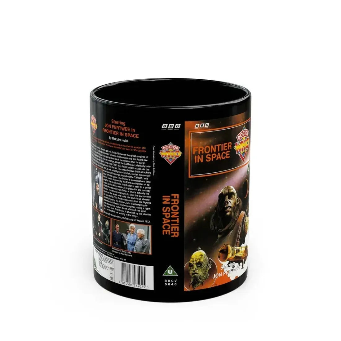 DOCTOR WHO FRONTIER IN SPACE JON PERTWEE (VHS COVER) - Black Coffee Mug 11oz - Go Mug Yourself