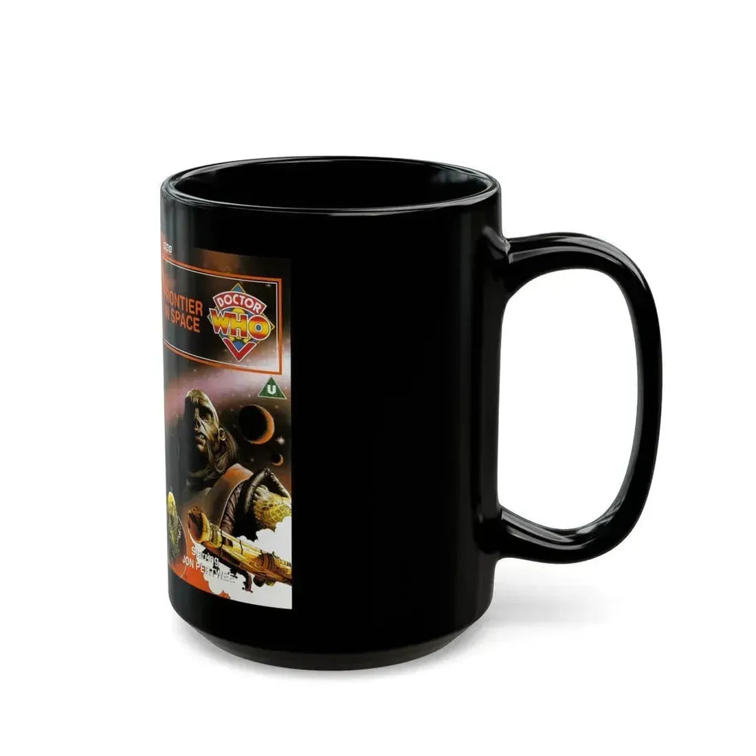 DOCTOR WHO FRONTIER IN SPACE JON PERTWEE (VHS COVER) - Black Coffee Mug - Go Mug Yourself