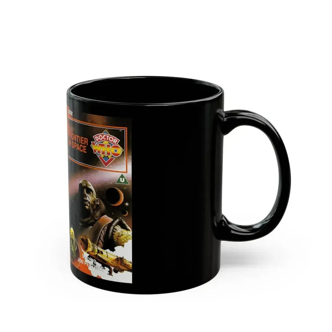 DOCTOR WHO FRONTIER IN SPACE JON PERTWEE (VHS COVER) - Black Coffee Mug - Go Mug Yourself