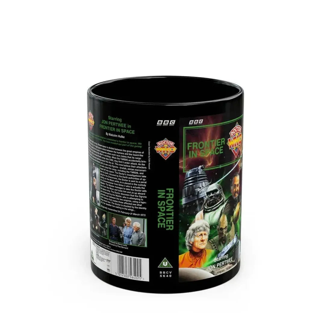 DOCTOR WHO FRONTIER IN SPACE (VHS COVER) - Black Coffee Mug 11oz - Go Mug Yourself