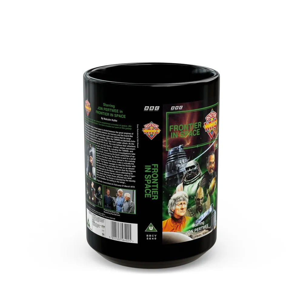 DOCTOR WHO FRONTIER IN SPACE (VHS COVER) - Black Coffee Mug-15oz-Go Mug Yourself