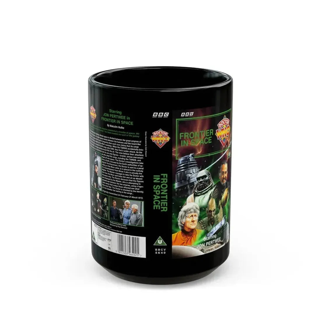 DOCTOR WHO FRONTIER IN SPACE (VHS COVER) - Black Coffee Mug 15oz - Go Mug Yourself