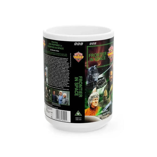 DOCTOR WHO FRONTIER IN SPACE (VHS COVER) - White Coffee Mug 15oz - Go Mug Yourself