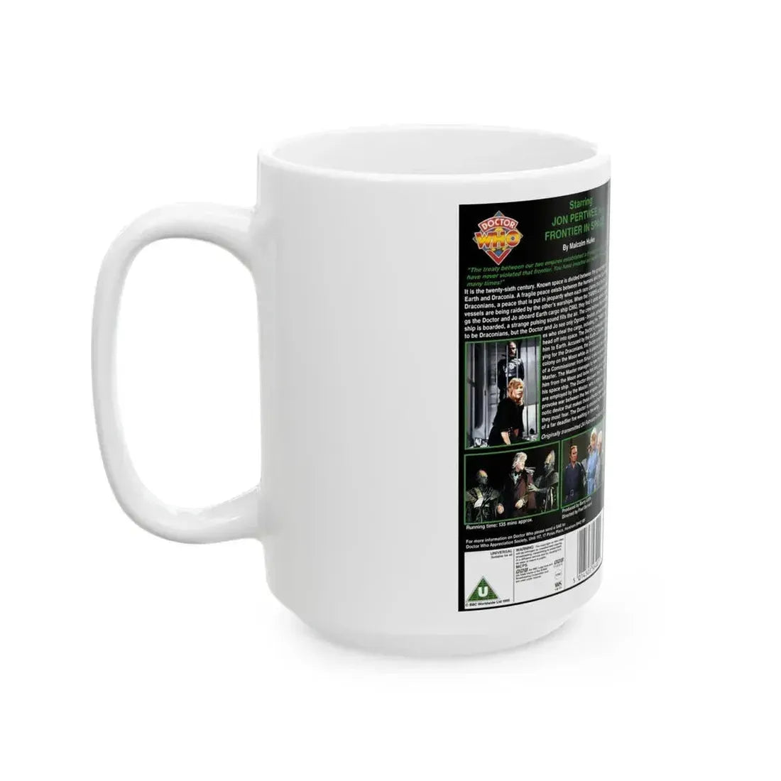 DOCTOR WHO FRONTIER IN SPACE (VHS COVER) - White Coffee Mug - Go Mug Yourself