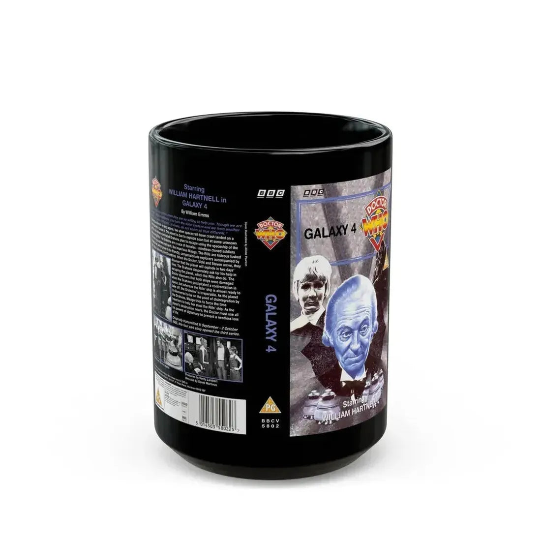DOCTOR WHO GALAXY 4 (VHS COVER) - Black Coffee Mug 15oz - Go Mug Yourself