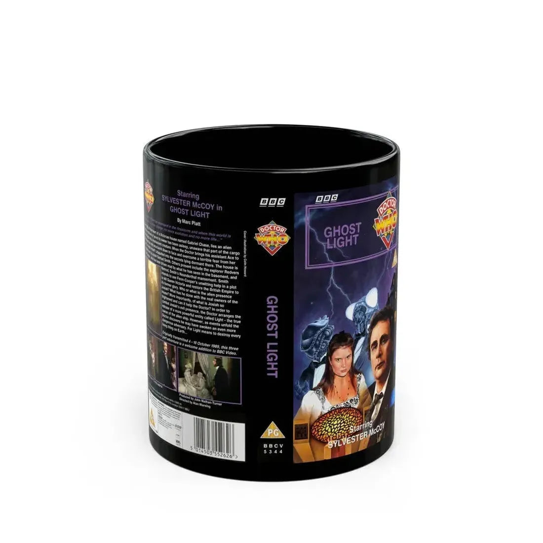 DOCTOR WHO GHOST LIGHT (VHS COVER) - Black Coffee Mug 11oz - Go Mug Yourself