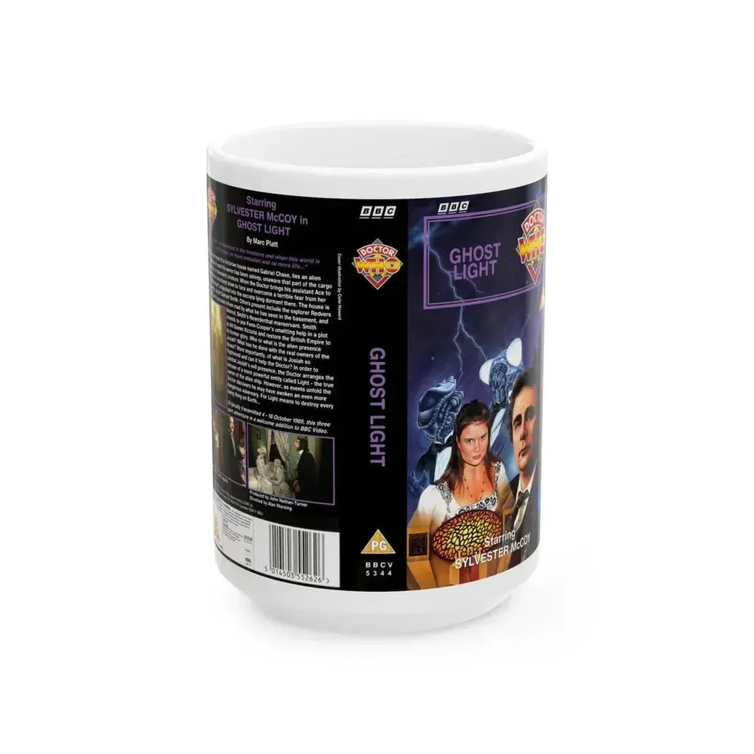 DOCTOR WHO GHOST LIGHT (VHS COVER) - White Coffee Mug 15oz - Go Mug Yourself