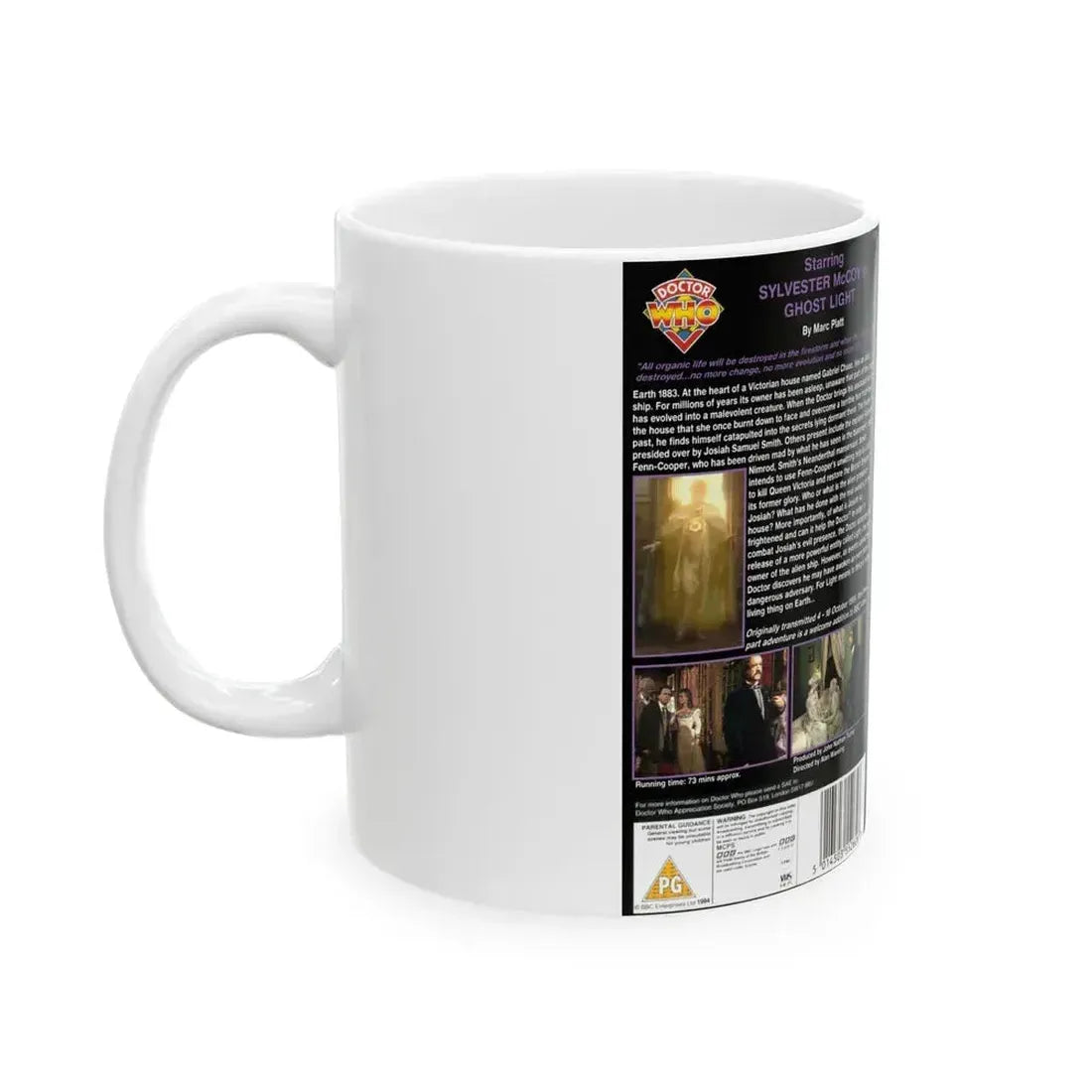 DOCTOR WHO GHOST LIGHT (VHS COVER) - White Coffee Mug - Go Mug Yourself