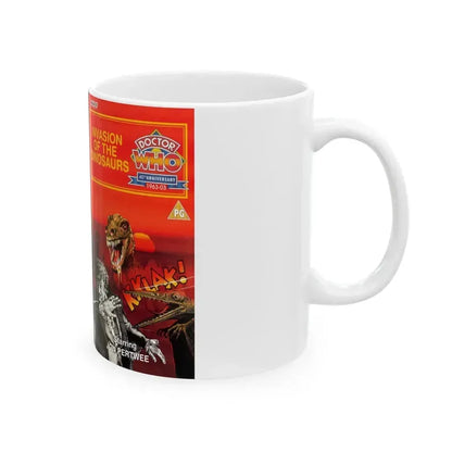 DOCTOR WHO INVASION OF THE DINOSAURS (VHS COVER) - White Coffee Mug - Go Mug Yourself