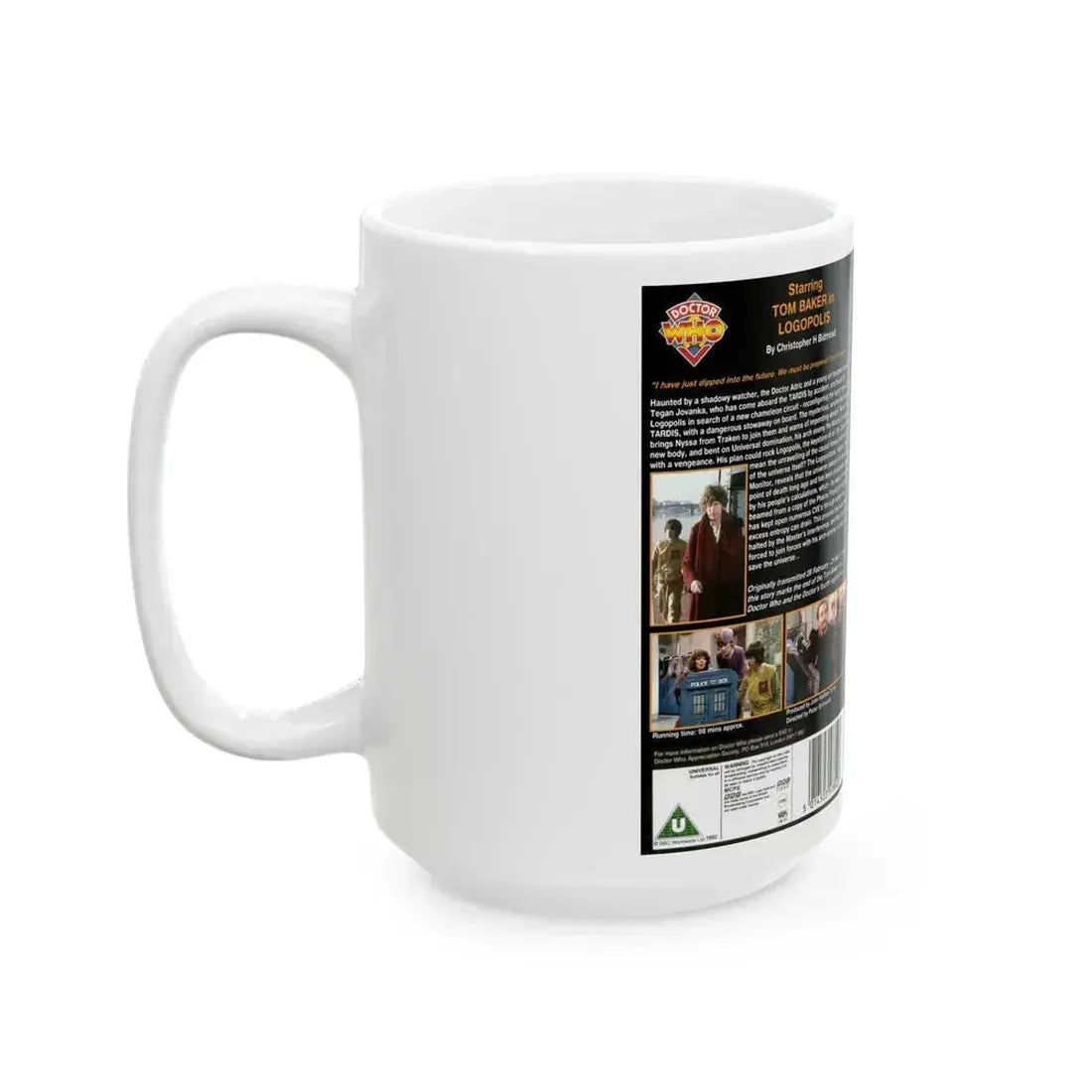 DOCTOR WHO LOGOPOLIS (VHS COVER) - White Coffee Mug - Go Mug Yourself