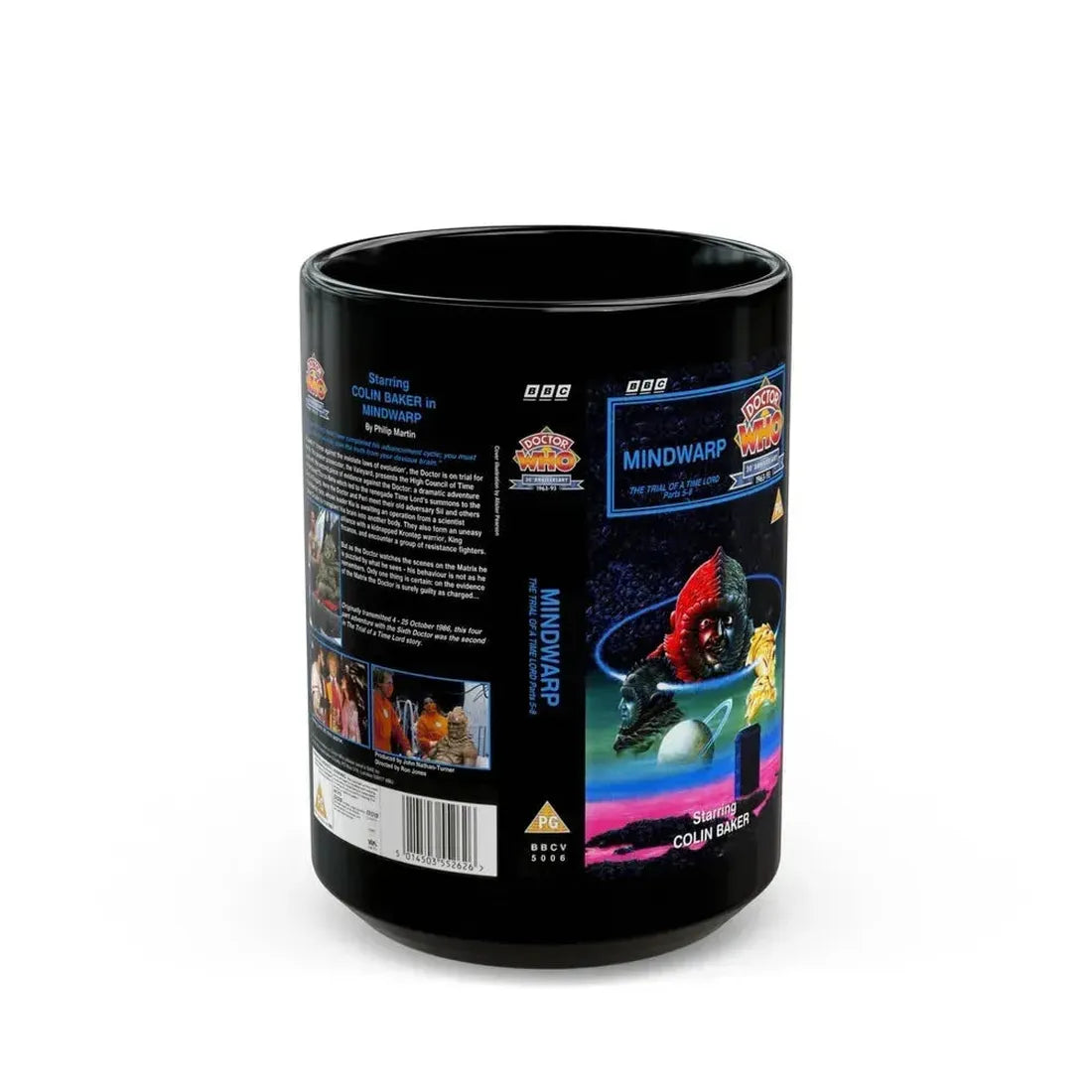 DOCTOR WHO MINDWARP (VHS COVER) - Black Coffee Mug 15oz - Go Mug Yourself