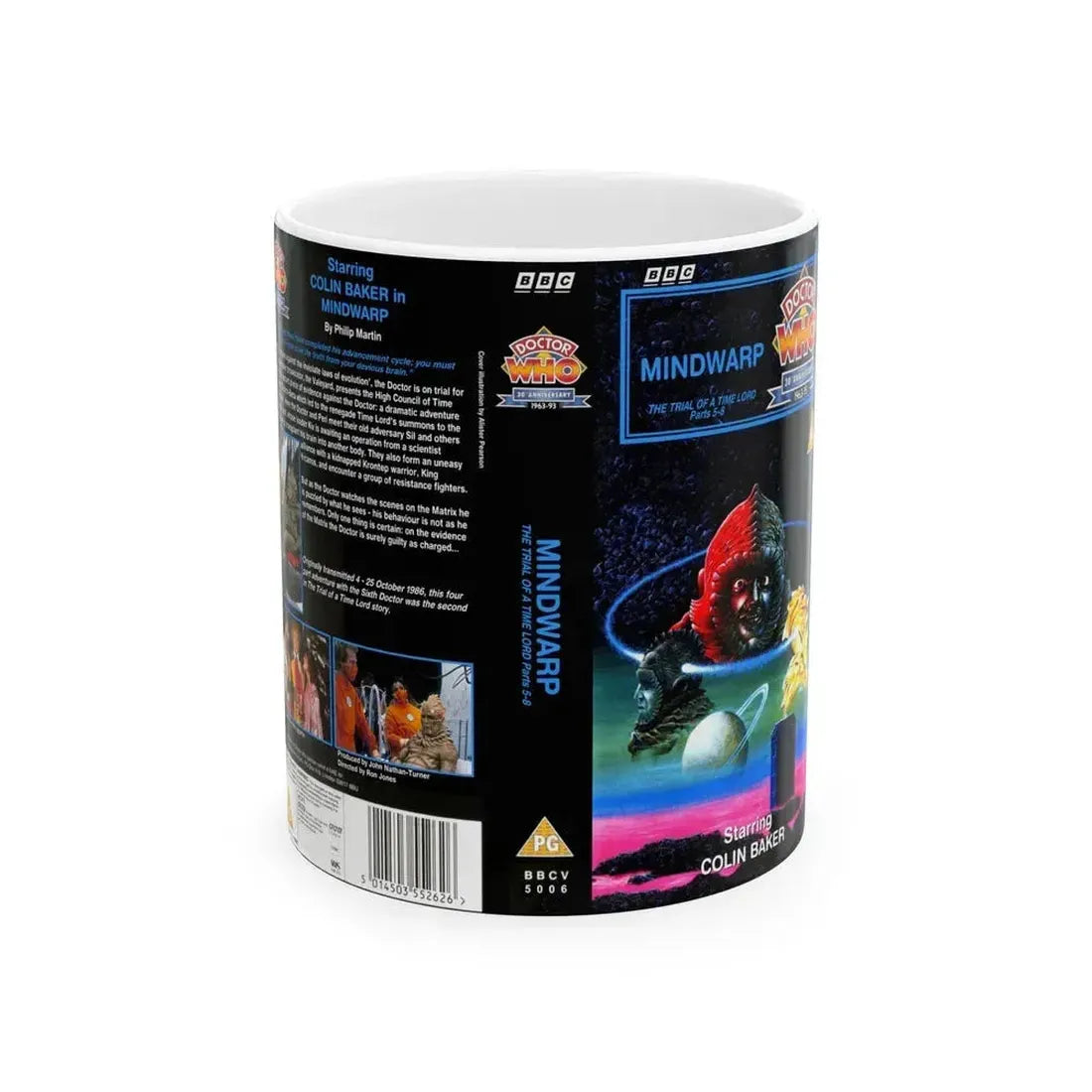 DOCTOR WHO MINDWARP (VHS COVER) - White Coffee Mug 11oz - Go Mug Yourself