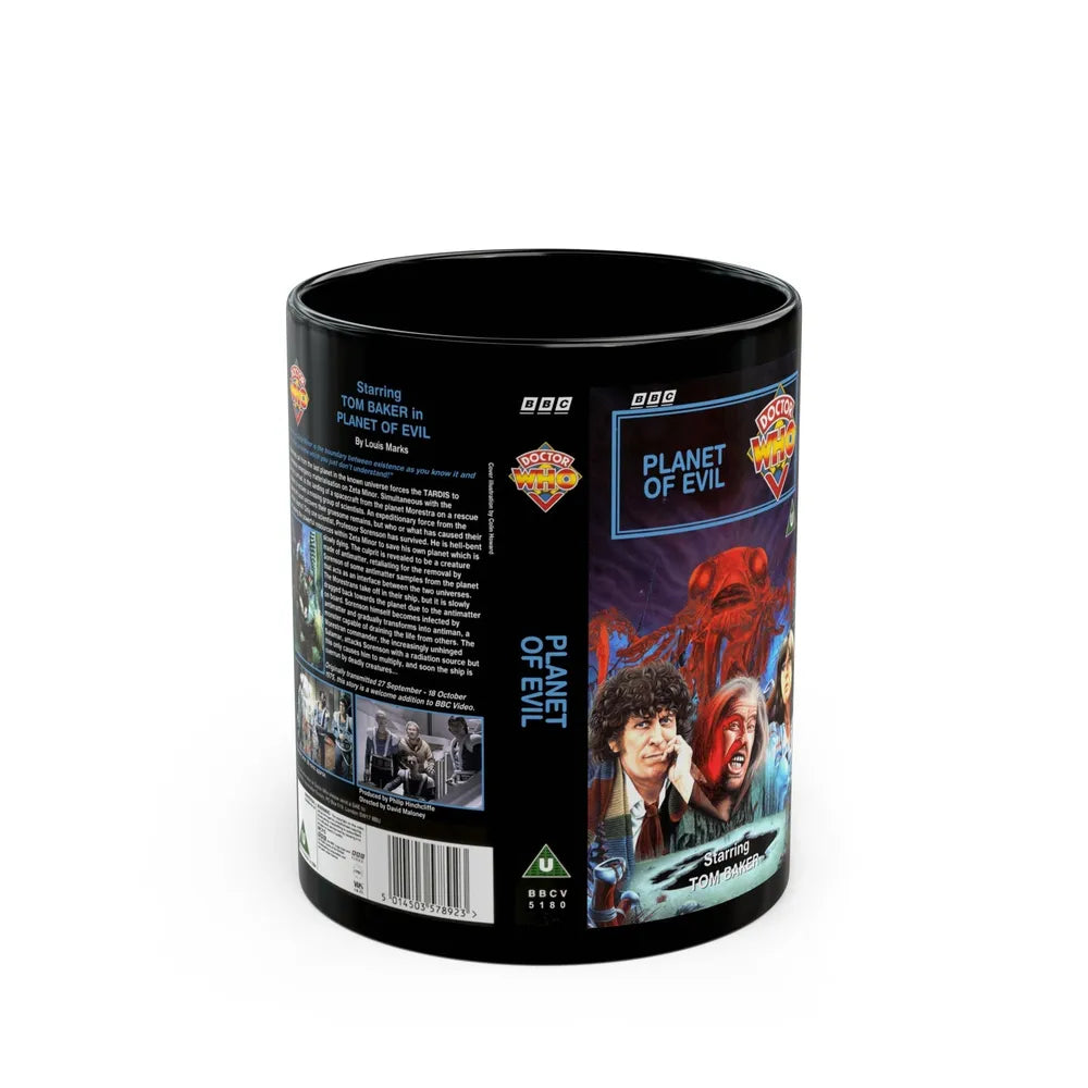 DOCTOR WHO PLANET OF EVIL (VHS COVER) - Black Coffee Mug-11oz-Go Mug Yourself