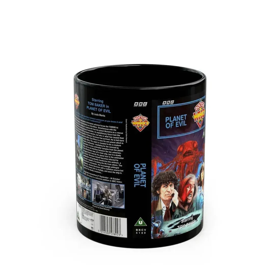 DOCTOR WHO PLANET OF EVIL (VHS COVER) - Black Coffee Mug 11oz - Go Mug Yourself