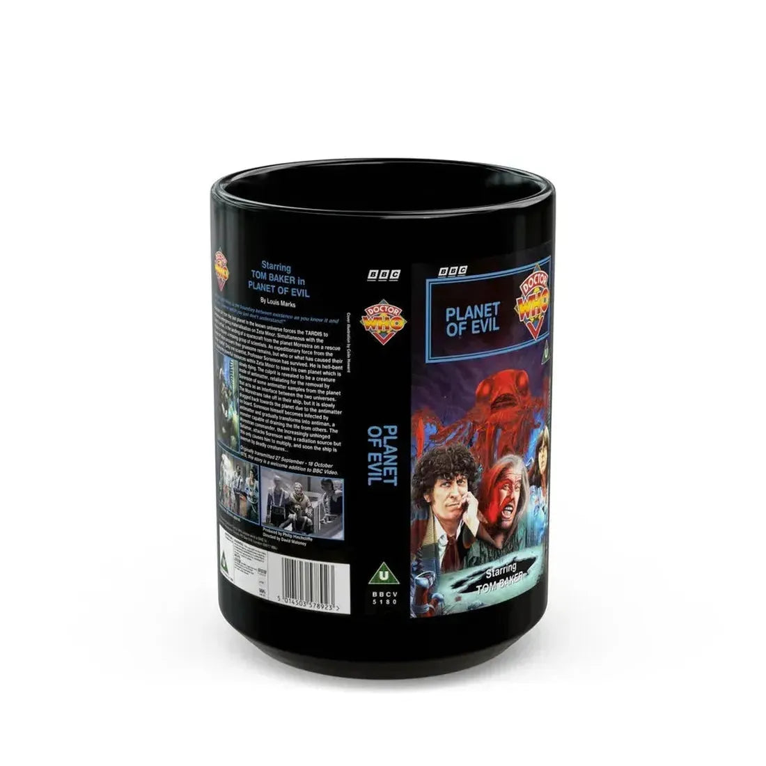 DOCTOR WHO PLANET OF EVIL (VHS COVER) - Black Coffee Mug 15oz - Go Mug Yourself