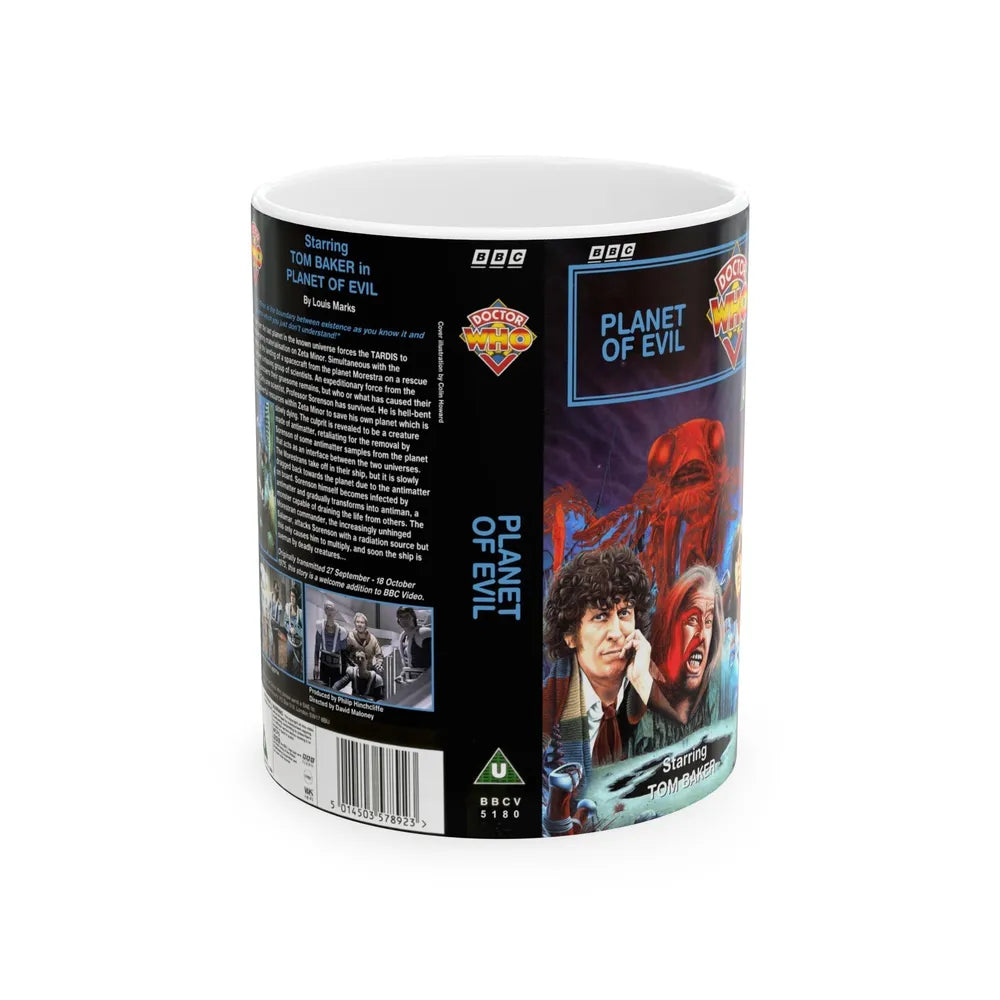 DOCTOR WHO PLANET OF EVIL (VHS COVER) - White Coffee Mug-11oz-Go Mug Yourself