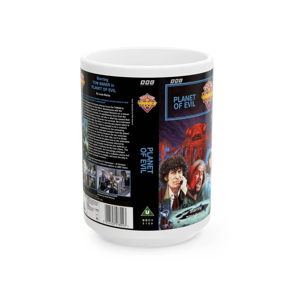 DOCTOR WHO PLANET OF EVIL (VHS COVER) - White Coffee Mug-15oz-Go Mug Yourself