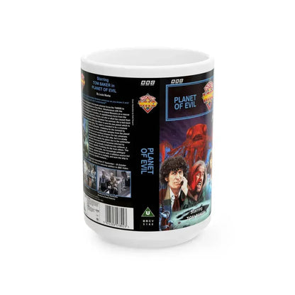 DOCTOR WHO PLANET OF EVIL (VHS COVER) - White Coffee Mug 15oz - Go Mug Yourself