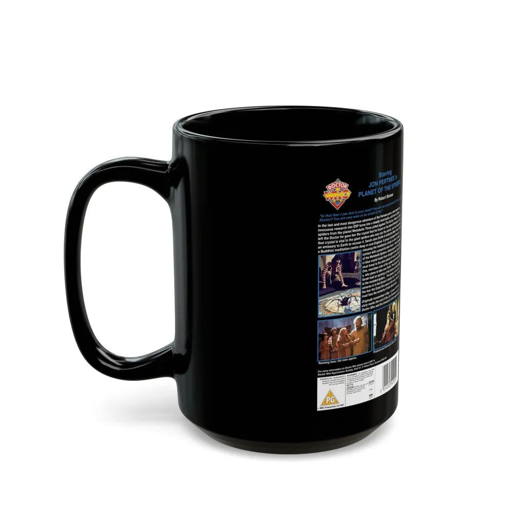 DOCTOR WHO PLANET OF THE SPIDERS JON PERTWEE (VHS COVER) - Black Coffee Mug-Go Mug Yourself