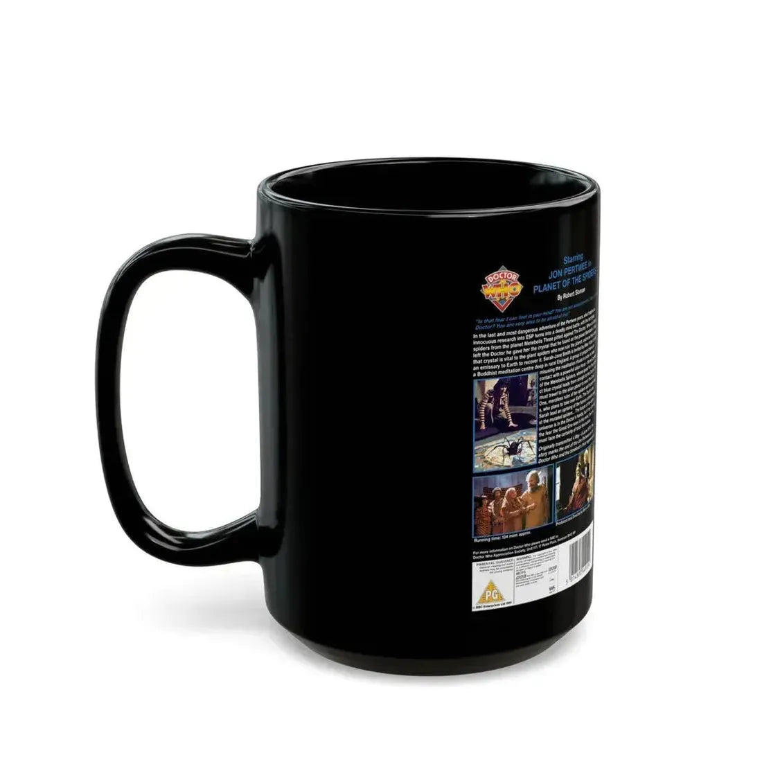 DOCTOR WHO PLANET OF THE SPIDERS JON PERTWEE (VHS COVER) - Black Coffee Mug - Go Mug Yourself
