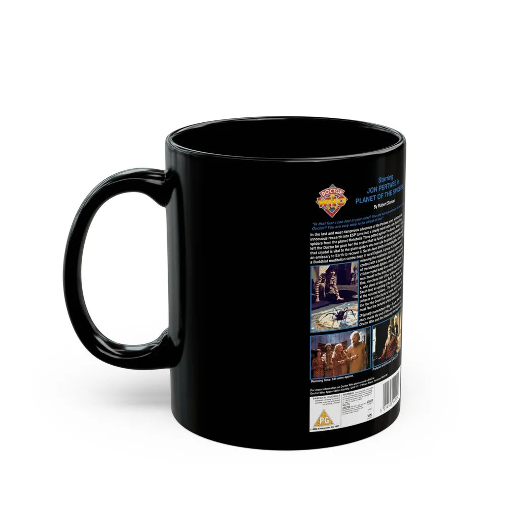 DOCTOR WHO PLANET OF THE SPIDERS JON PERTWEE (VHS COVER) - Black Coffee Mug-Go Mug Yourself