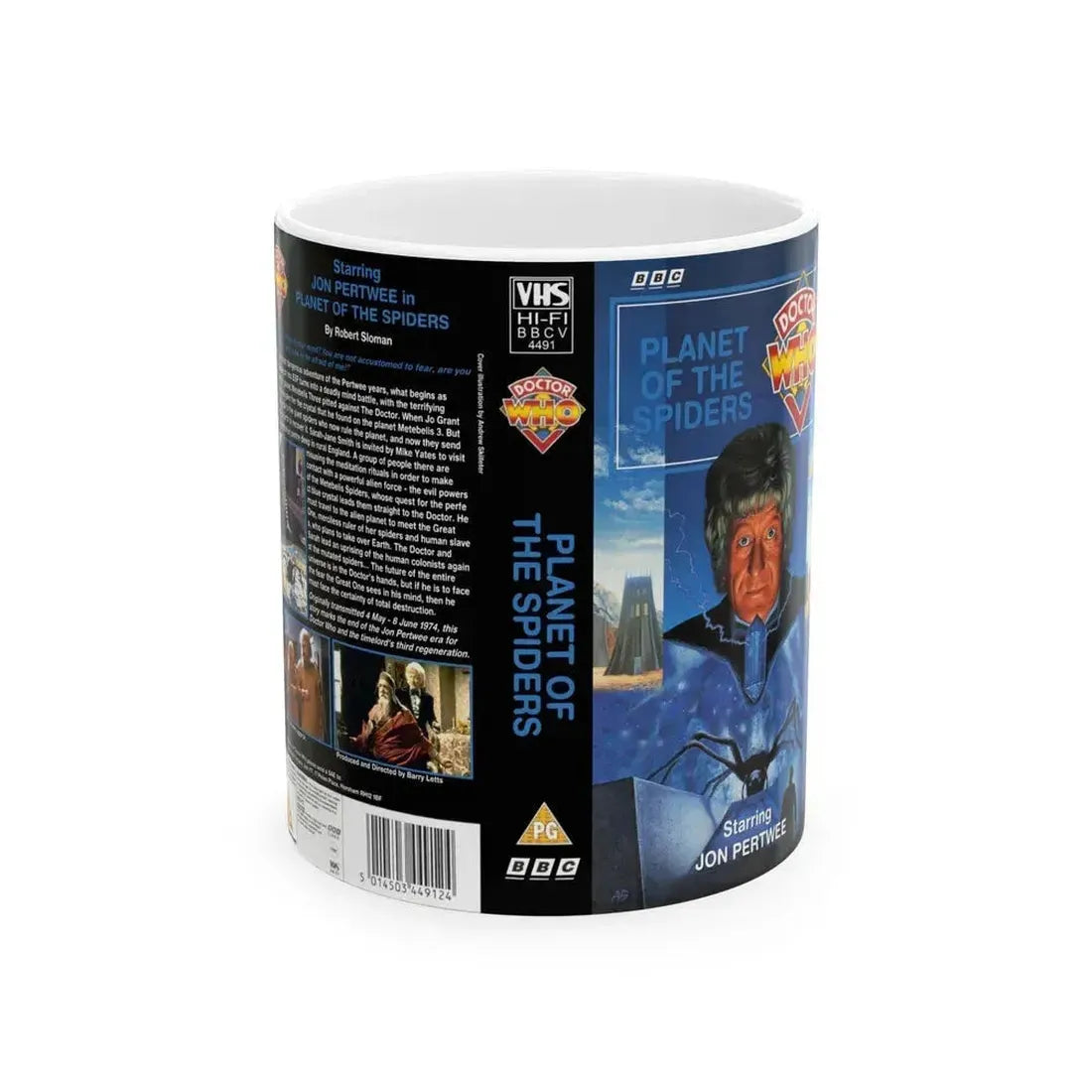 DOCTOR WHO PLANET OF THE SPIDERS JON PERTWEE (VHS COVER) - White Coffee Mug 11oz - Go Mug Yourself