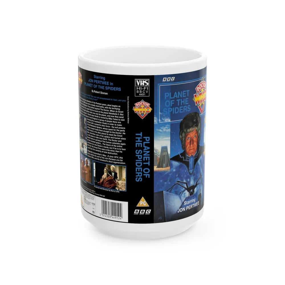 DOCTOR WHO PLANET OF THE SPIDERS JON PERTWEE (VHS COVER) - White Coffee Mug-15oz-Go Mug Yourself