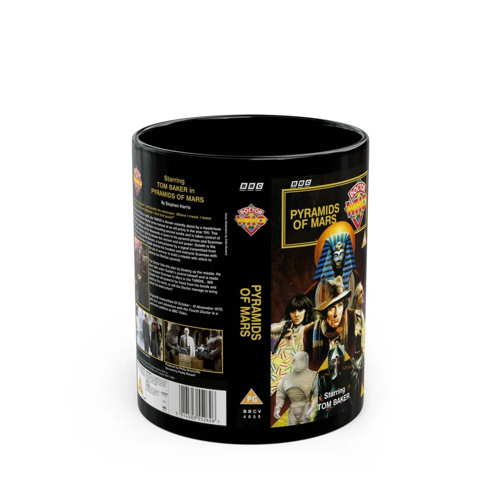 DOCTOR WHO PYRAMIDS OF MARS (VHS COVER) - Black Coffee Mug-11oz-Go Mug Yourself