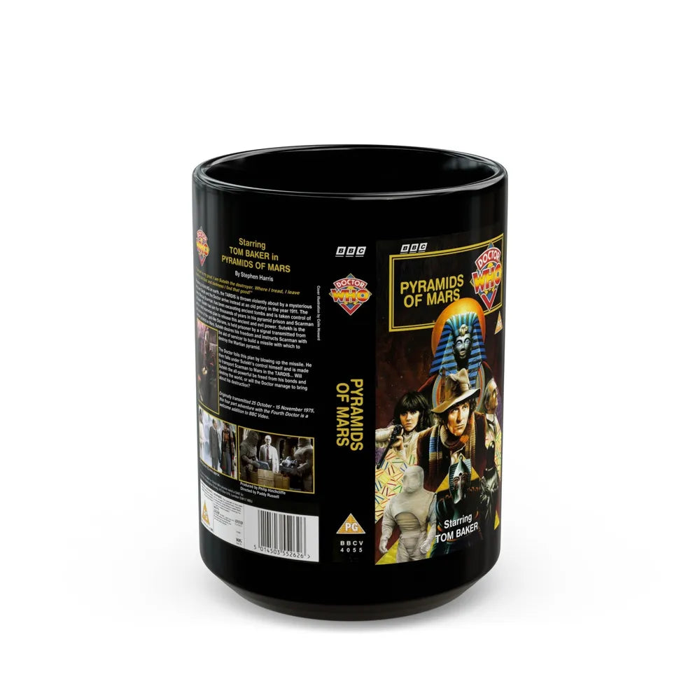 DOCTOR WHO PYRAMIDS OF MARS (VHS COVER) - Black Coffee Mug-15oz-Go Mug Yourself