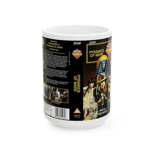 DOCTOR WHO PYRAMIDS OF MARS (VHS COVER) - White Coffee Mug 15oz - Go Mug Yourself