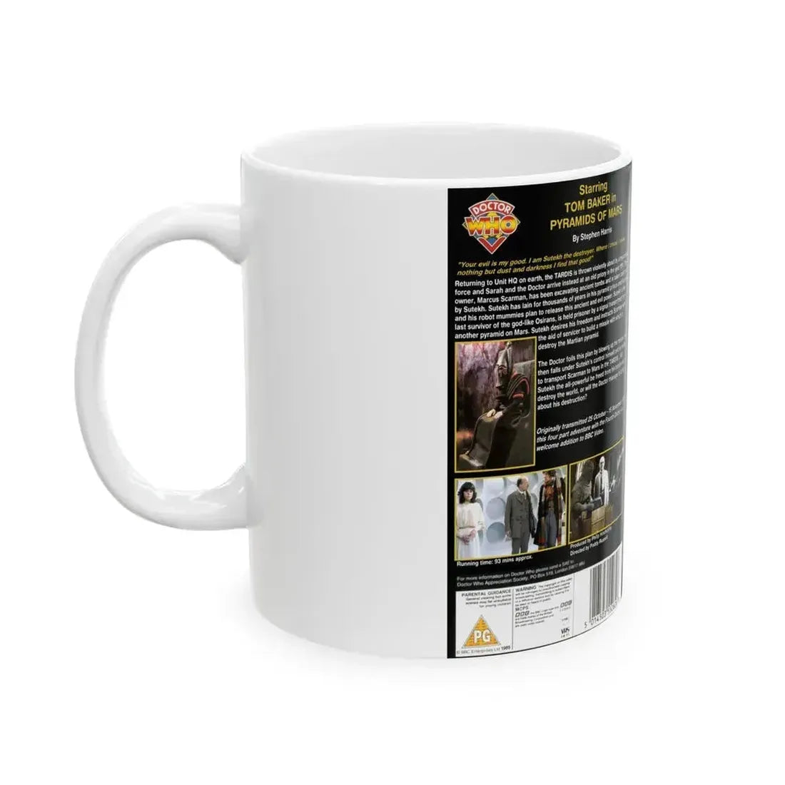 DOCTOR WHO PYRAMIDS OF MARS (VHS COVER) - White Coffee Mug - Go Mug Yourself