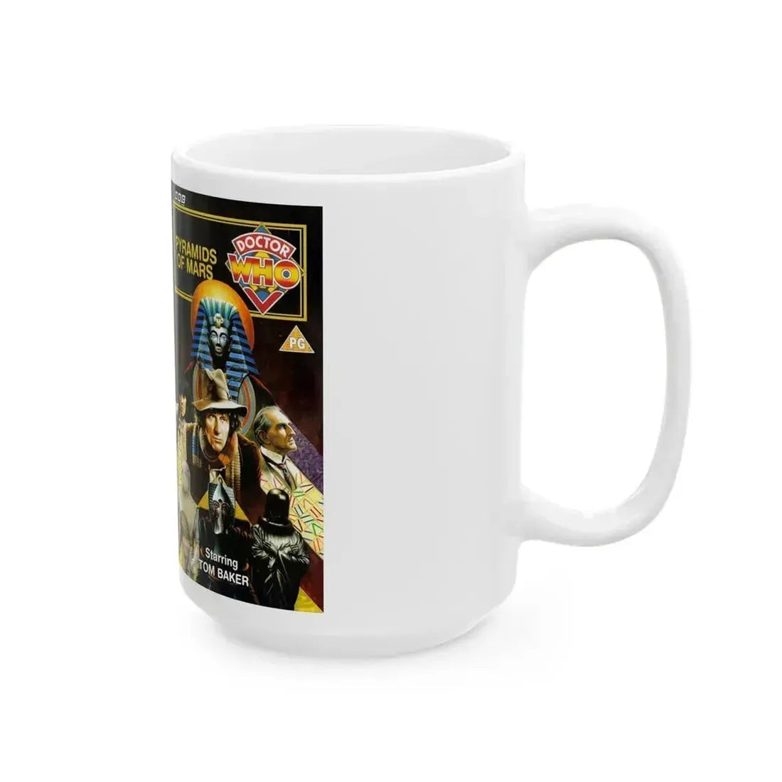 DOCTOR WHO PYRAMIDS OF MARS (VHS COVER) - White Coffee Mug - Go Mug Yourself