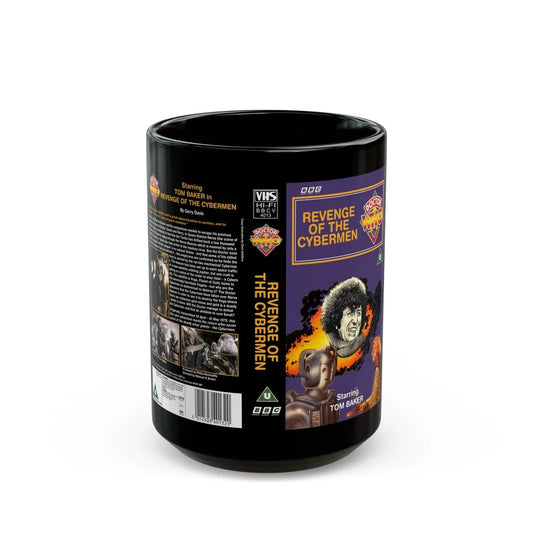 DOCTOR WHO REVENGE OF THE CYBERMEN (VHS COVER) - Black Coffee Mug-15oz-Go Mug Yourself