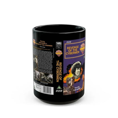 DOCTOR WHO REVENGE OF THE CYBERMEN (VHS COVER) - Black Coffee Mug 15oz - Go Mug Yourself