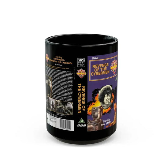 DOCTOR WHO REVENGE OF THE CYBERMEN (VHS COVER) - Black Coffee Mug 15oz - Go Mug Yourself
