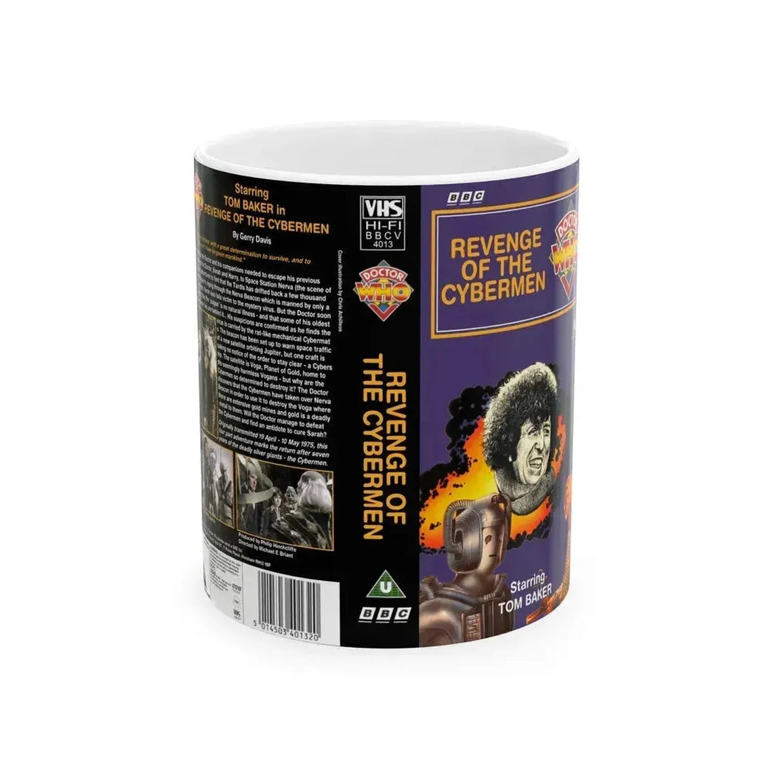 DOCTOR WHO REVENGE OF THE CYBERMEN (VHS COVER) - White Coffee Mug 11oz - Go Mug Yourself