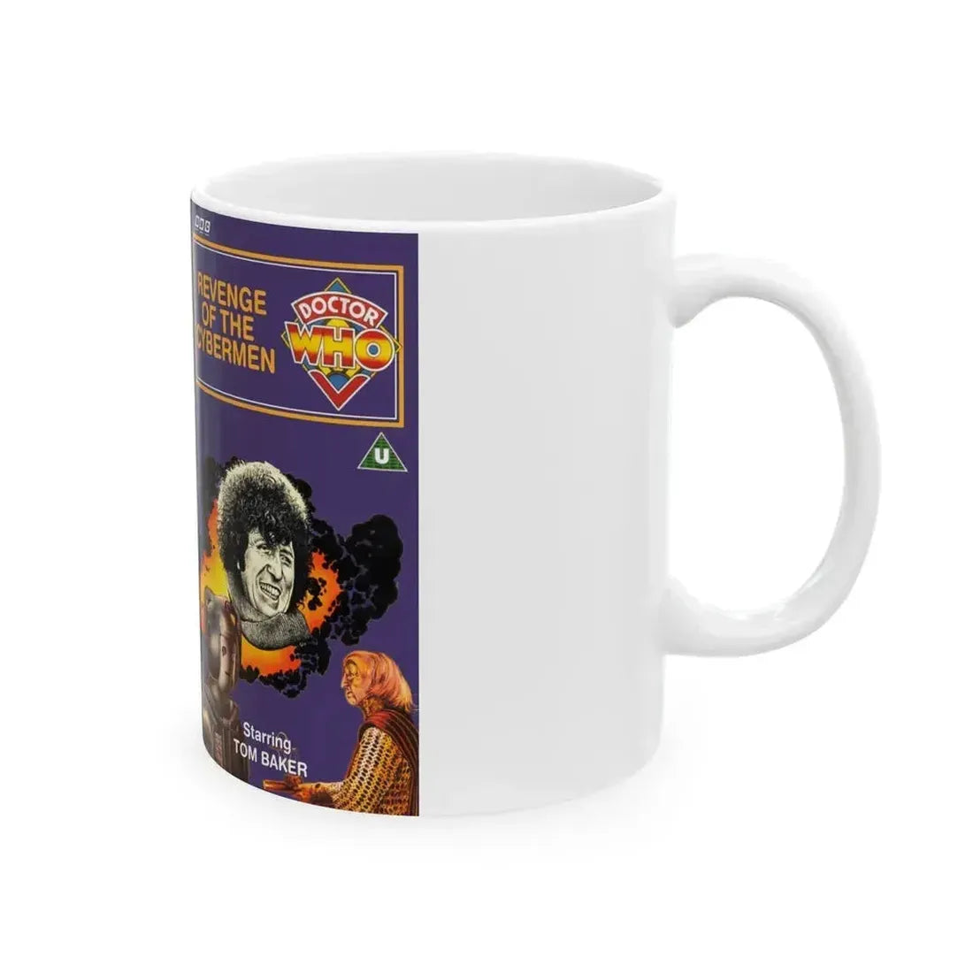 DOCTOR WHO REVENGE OF THE CYBERMEN (VHS COVER) - White Coffee Mug - Go Mug Yourself