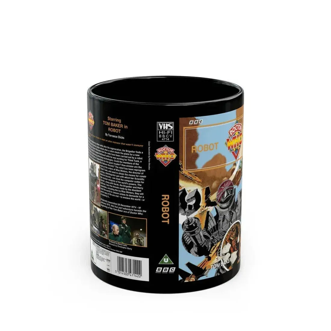 DOCTOR WHO ROBOT (VHS COVER) - Black Coffee Mug 11oz - Go Mug Yourself