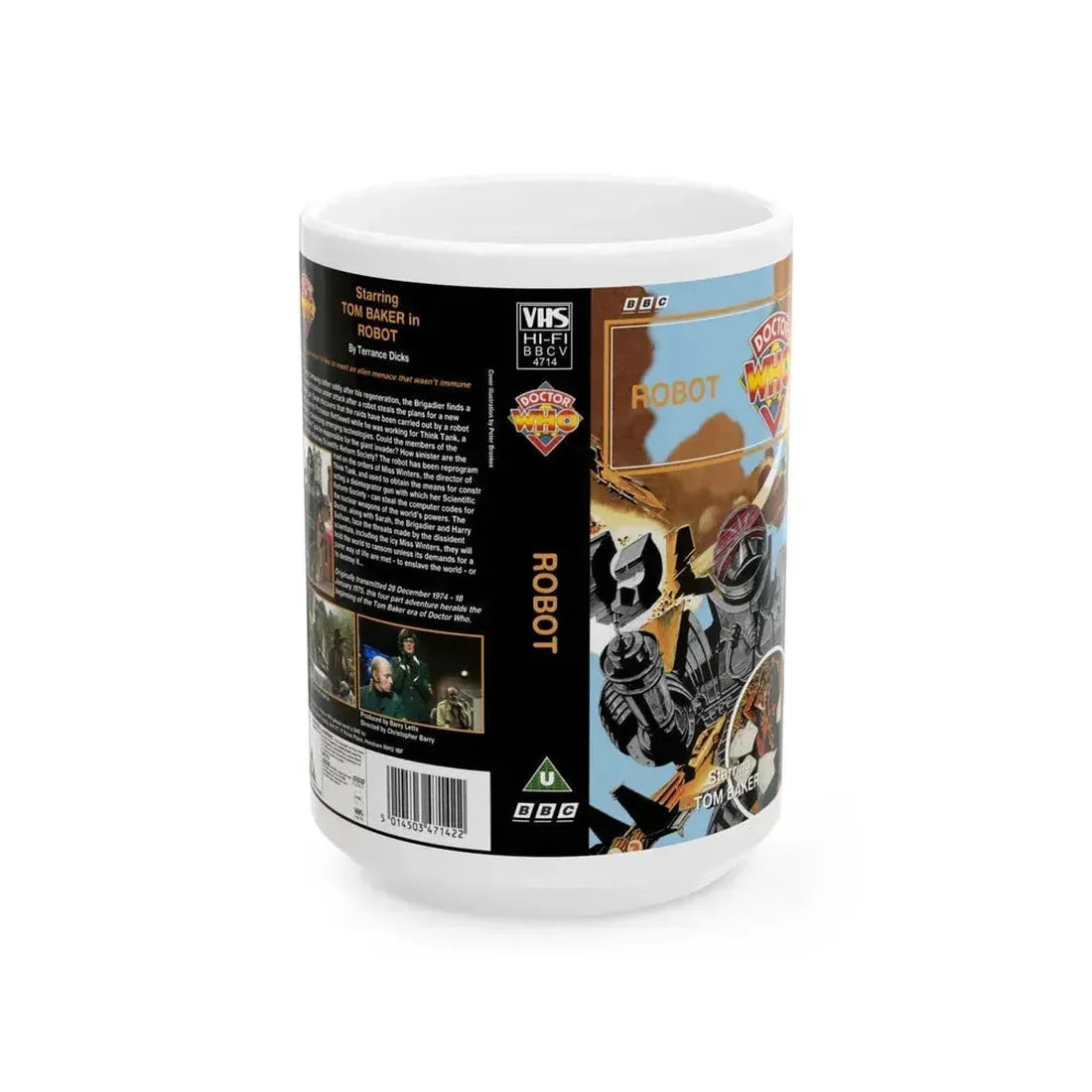 DOCTOR WHO ROBOT (VHS COVER) - White Coffee Mug 15oz - Go Mug Yourself